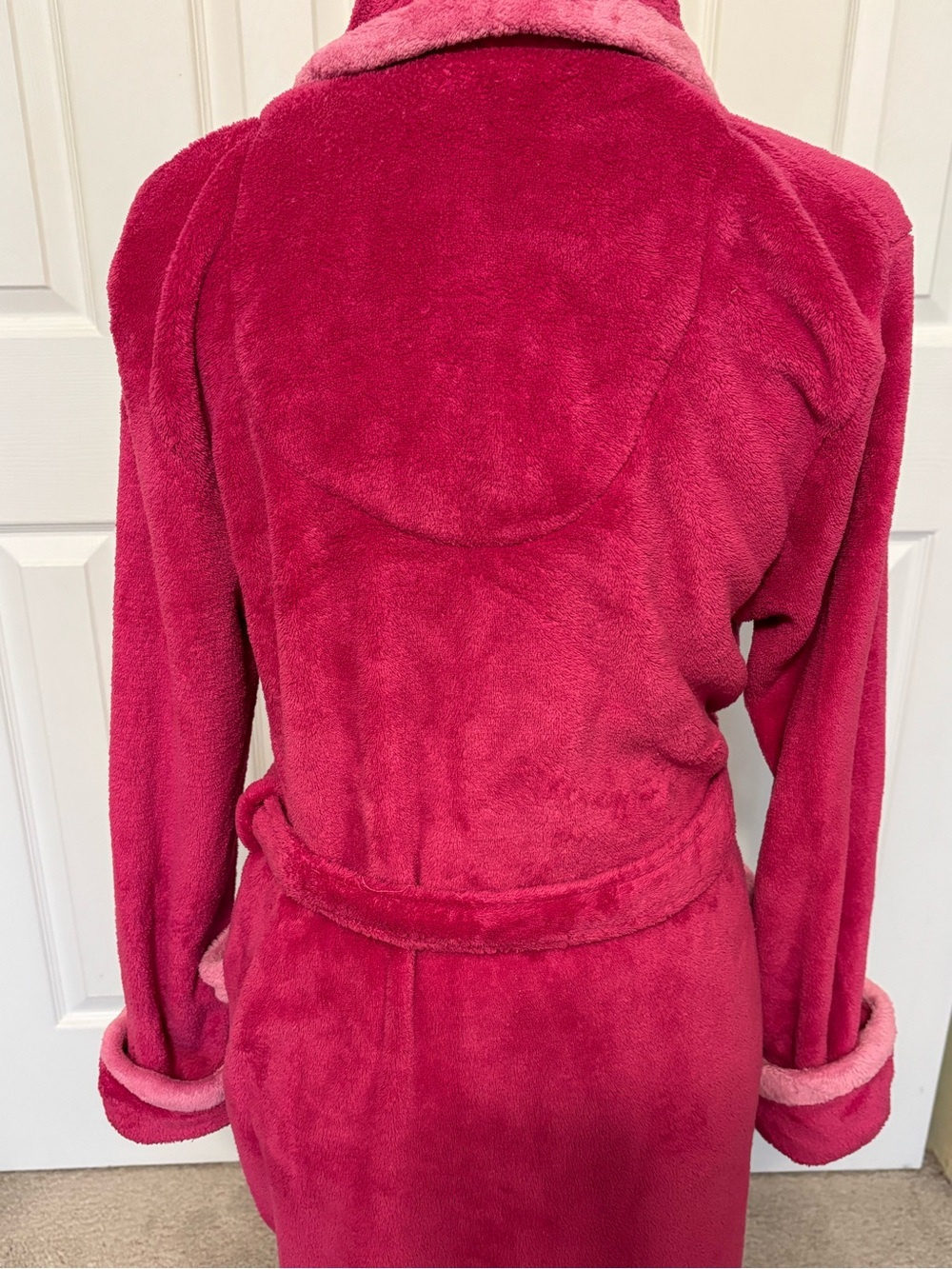 JASMINE ROSE Raspberry and Pink Long Fleece Robe - Picture 7 of 9